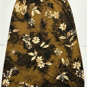 Kith Floral Satin Maxi Skirt in Olive, Black & Cream